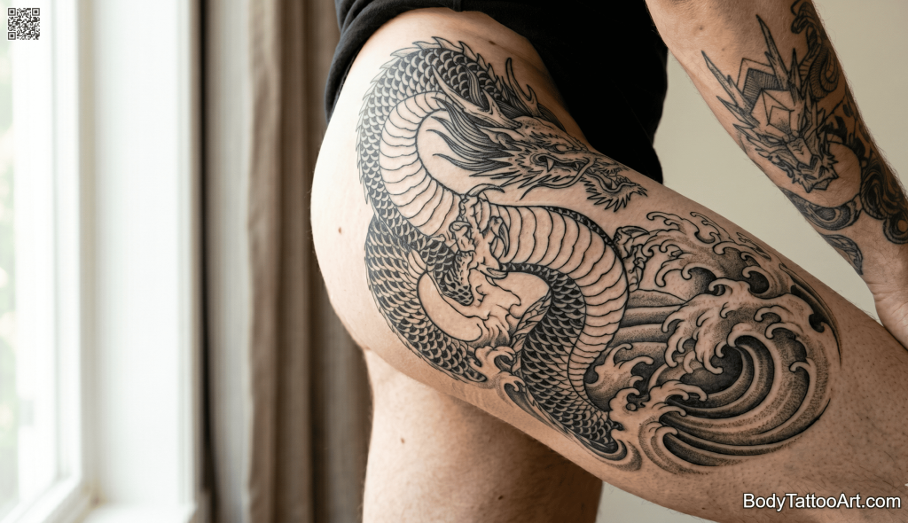 Japanese blackwork Dragon Tattoos