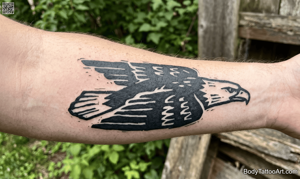 linocut Eagle Tattoos