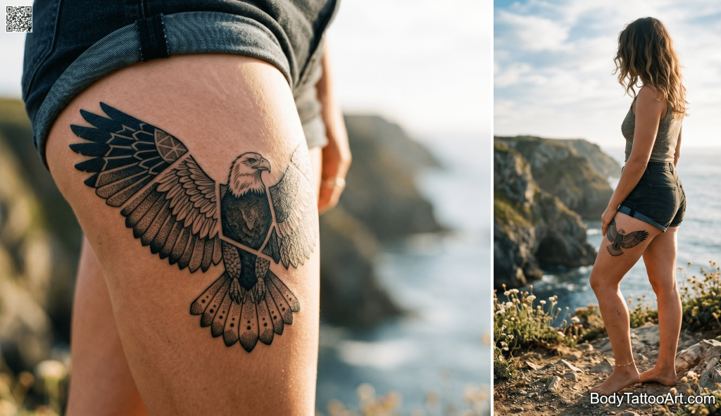 Patchwork mixed media Eagle Tattoos