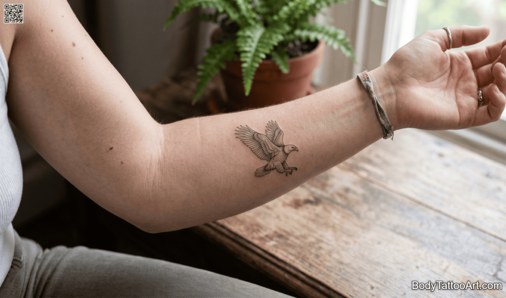 Single needle Eagle Tattoos