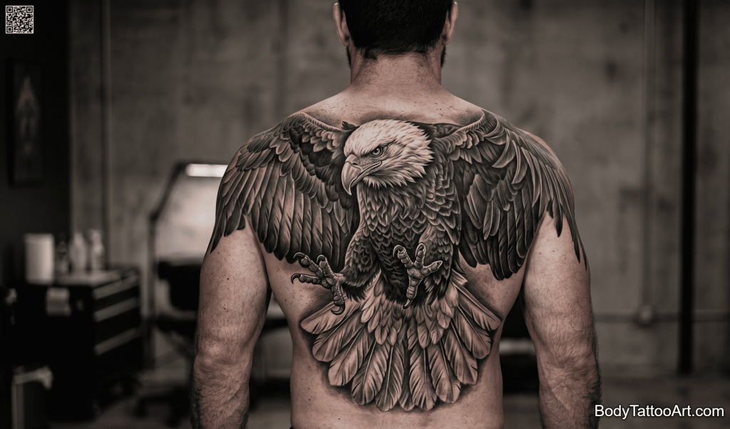 Hyperrealistic black and grey Eagle Tattoos