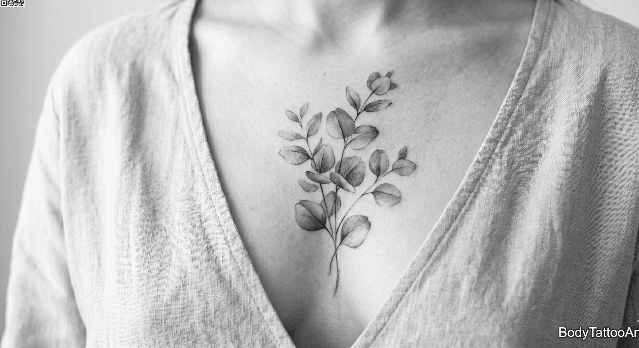 no-outline tonal Eucalyptus Leaf Tattoos