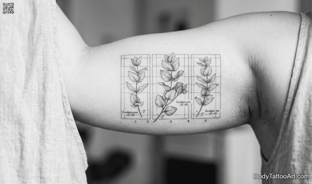 graphic illustration Eucalyptus Leaf Tattoos