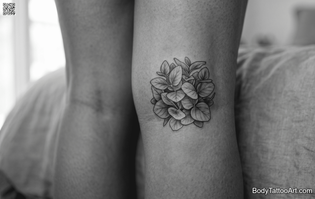  fine outline Eucalyptus Leaf Tattoos