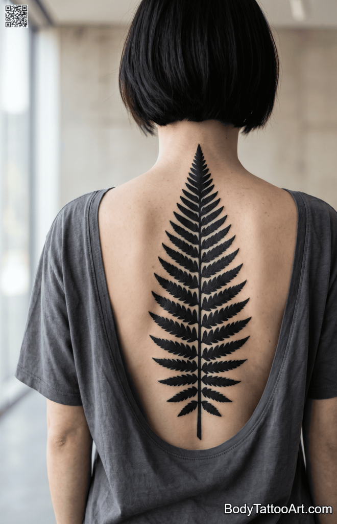Bold blackwork Fern Leaf Tattoos 