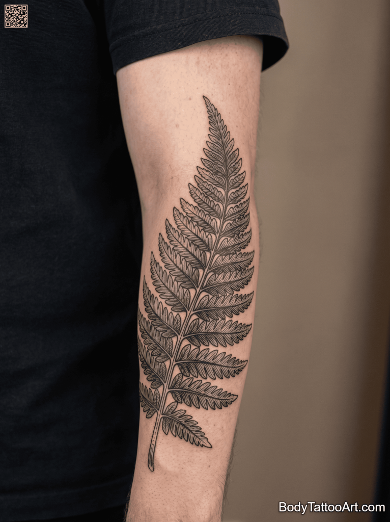 engraving Fern Leaf Tattoos 