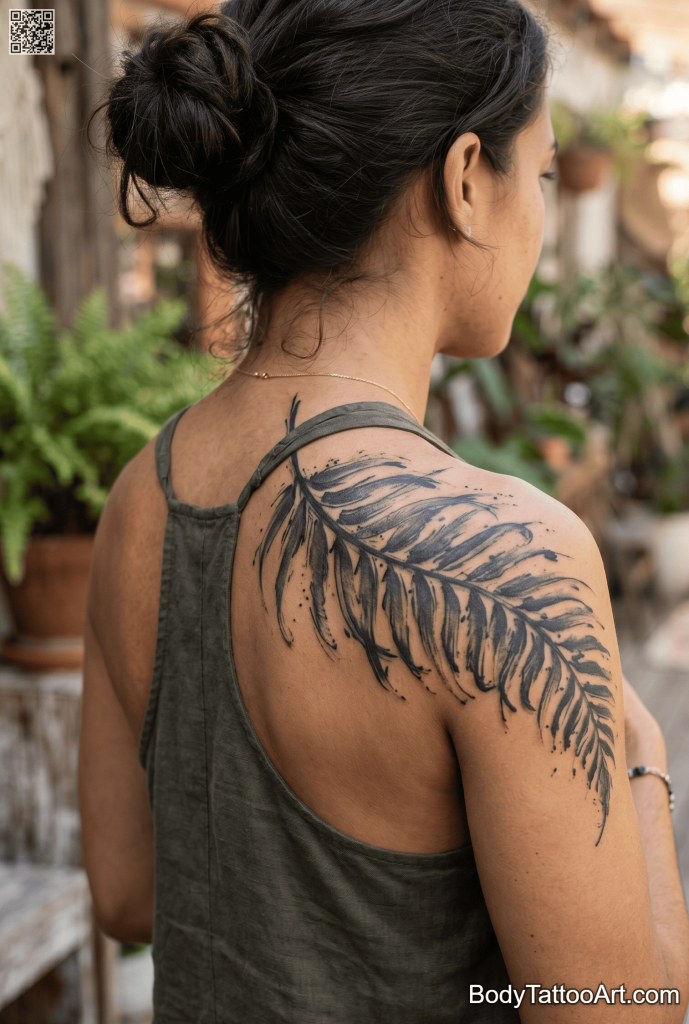 painterly Fern Leaf Tattoos