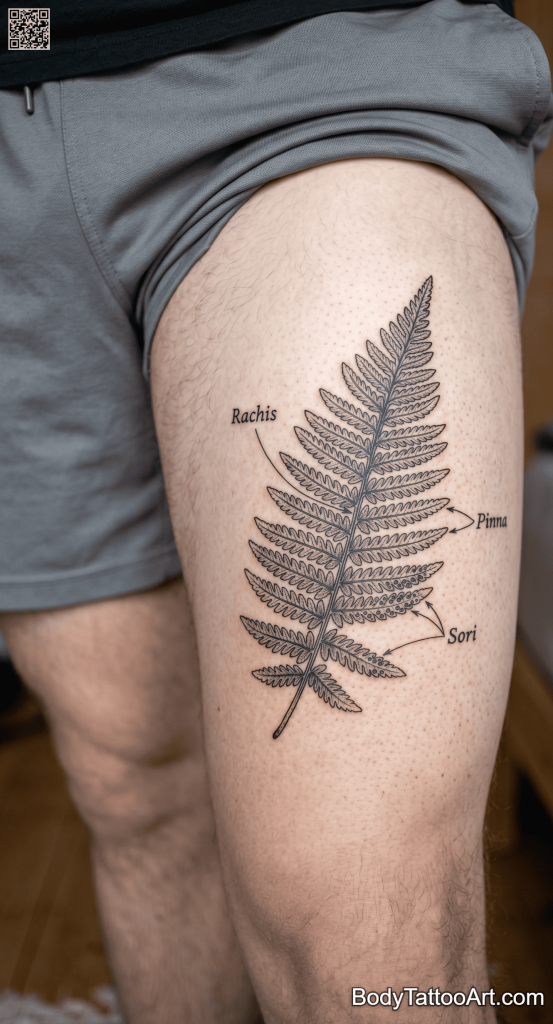 Botanical scientific illustration Fern Leaf Tattoos 