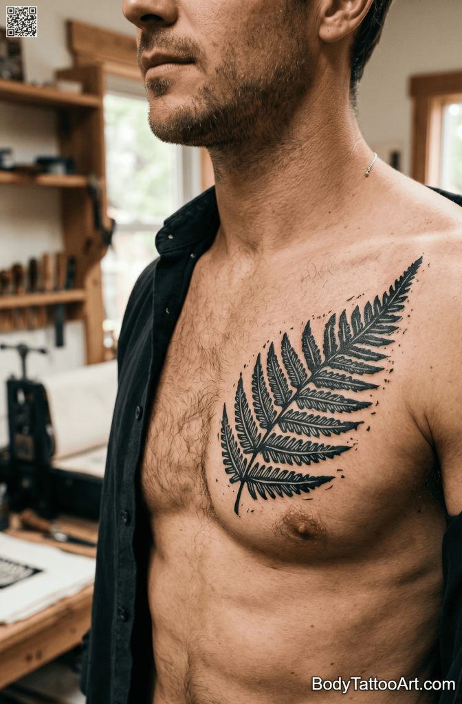 woodblock print Fern Leaf Tattoos 