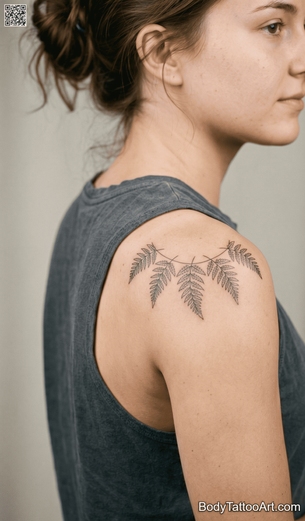 Fine line botanical Fern Leaf Tattoos 