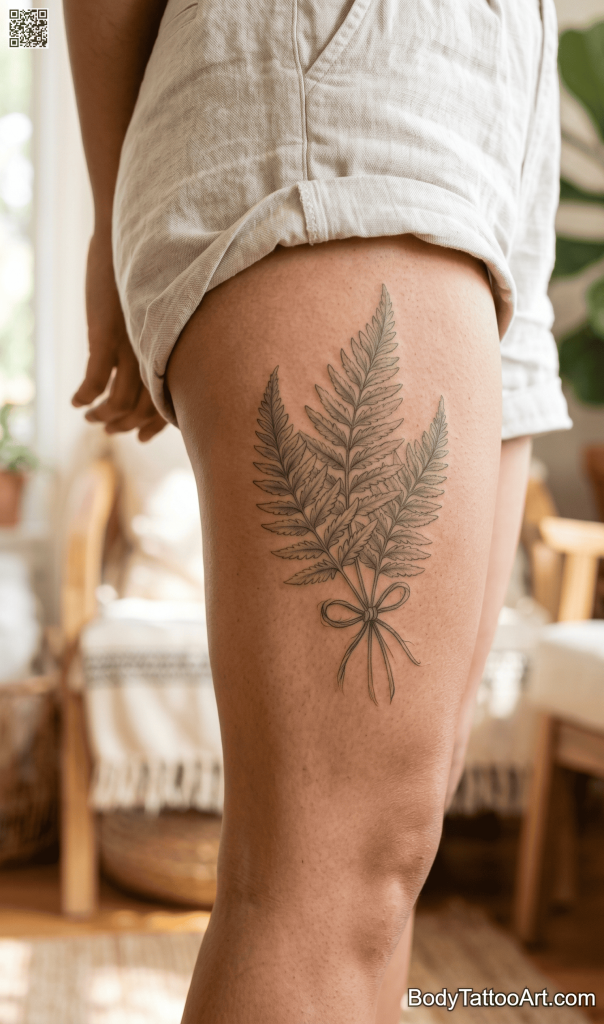 soft realism Fern Leaf Tattoos 