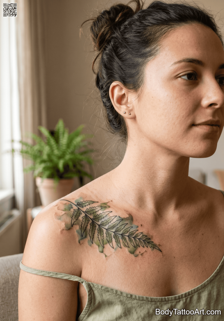  Watercolour Fern Leaf Tattoos 