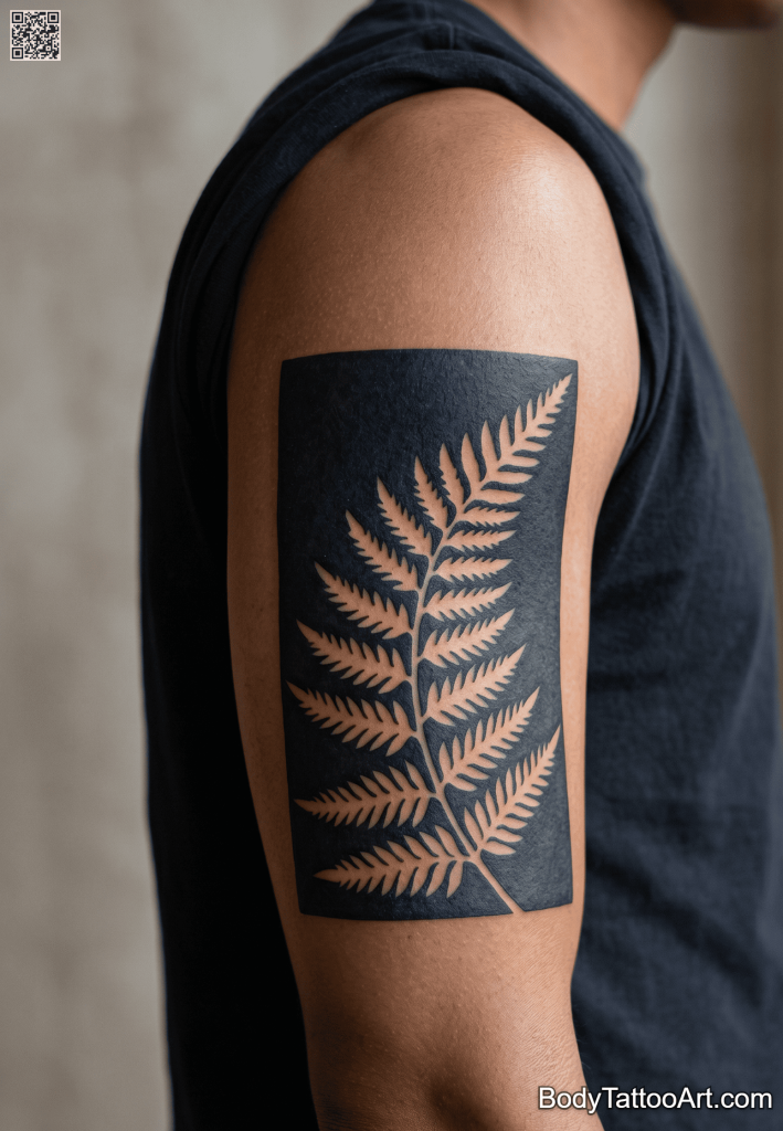  Negative space blackwork Fern Leaf Tattoos 