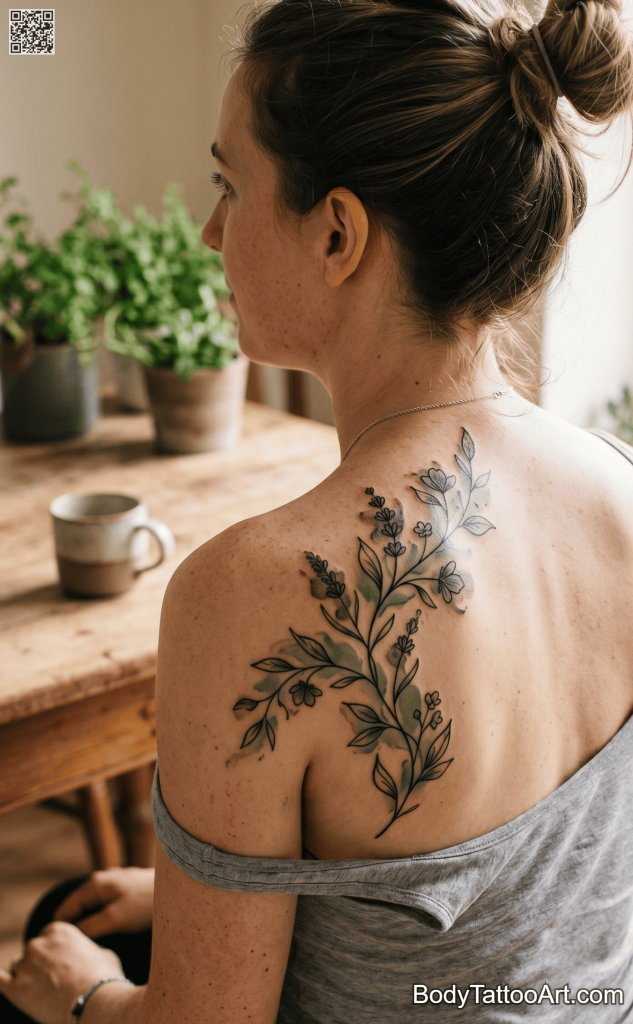 Watercolour Floral Vine Tattoos