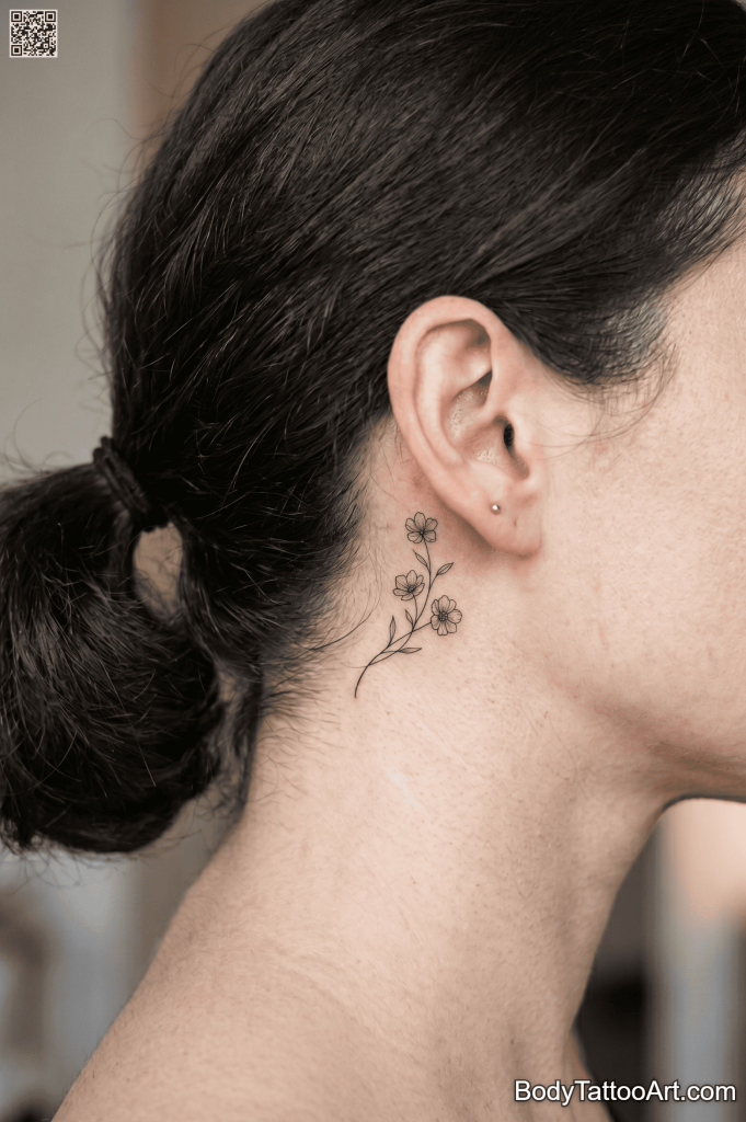 Micro fine line Floral Vine Tattoos