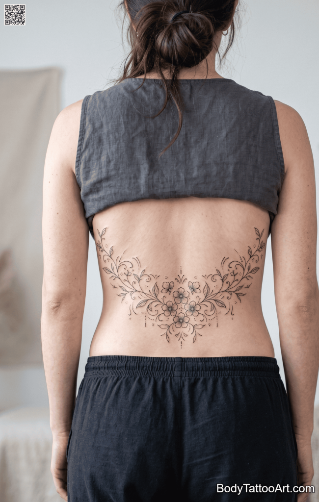  Ornamental fine line Floral Vine Tattoos