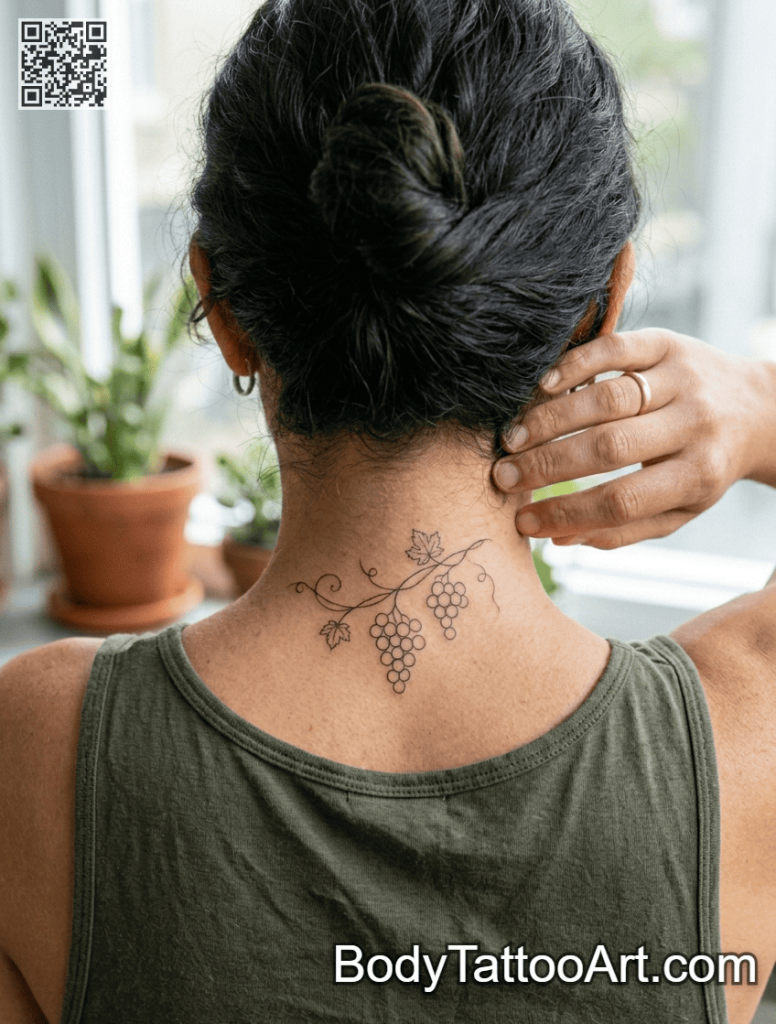 Fine line Grape Vine Tattoos