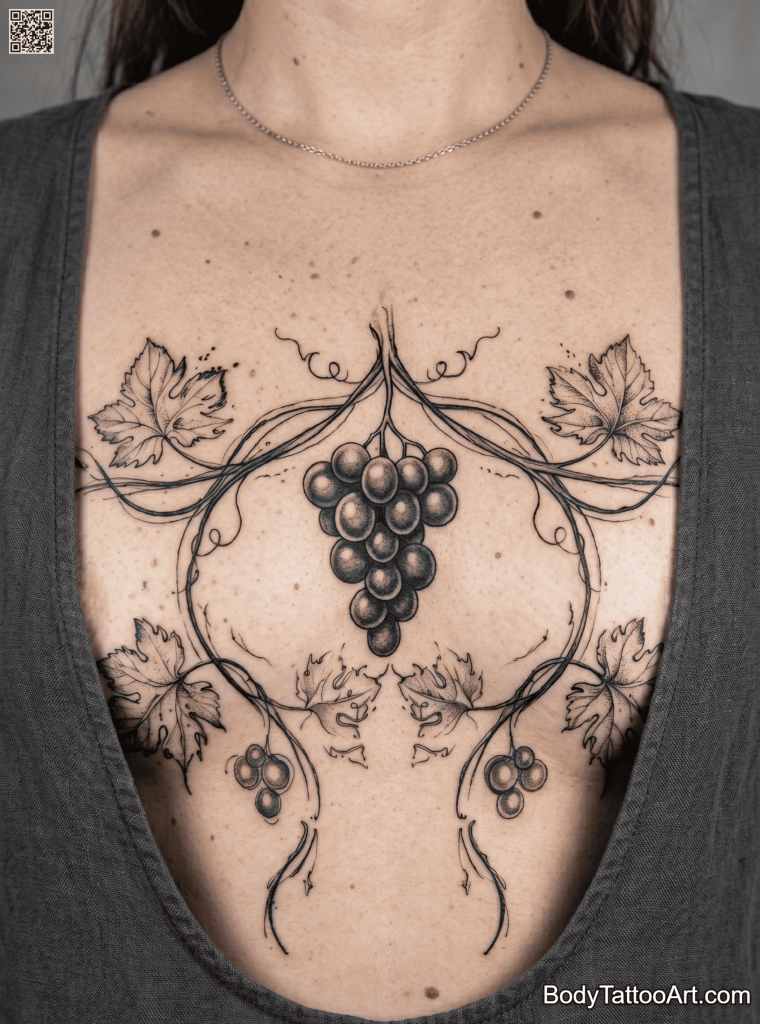 realistic Grape Vine Tattoos