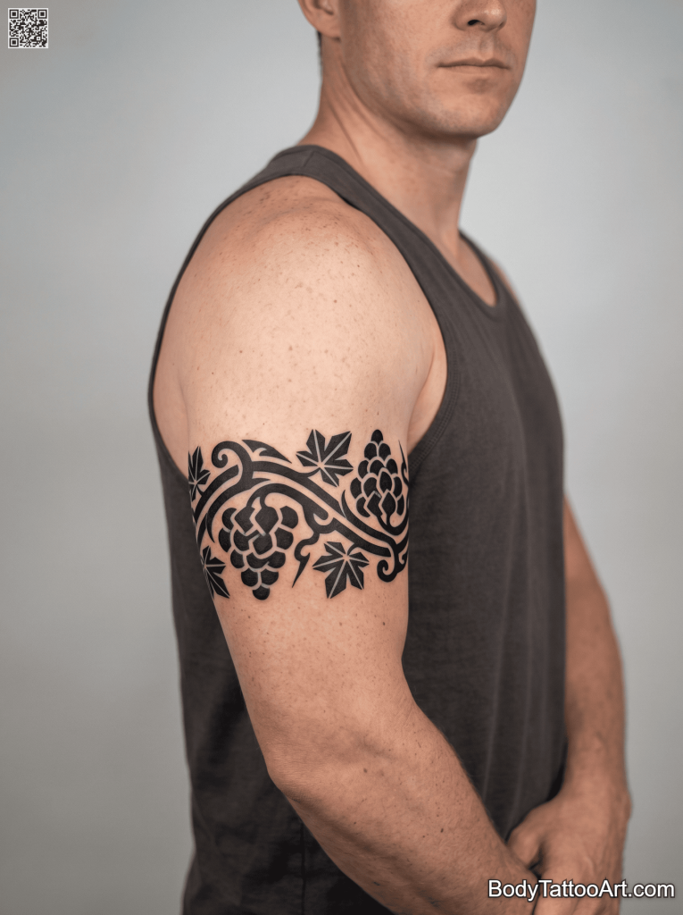 blackwork Grape Vine Tattoos