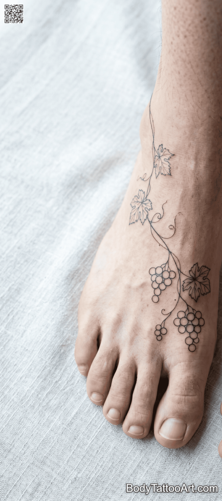 Fine line Grape Vine Tattoos
