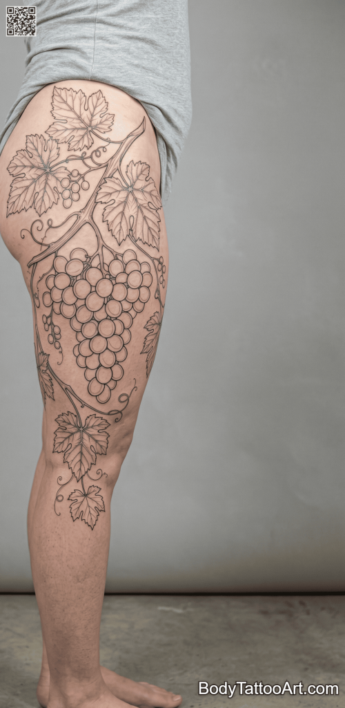  fine line Grape Vine Tattoos