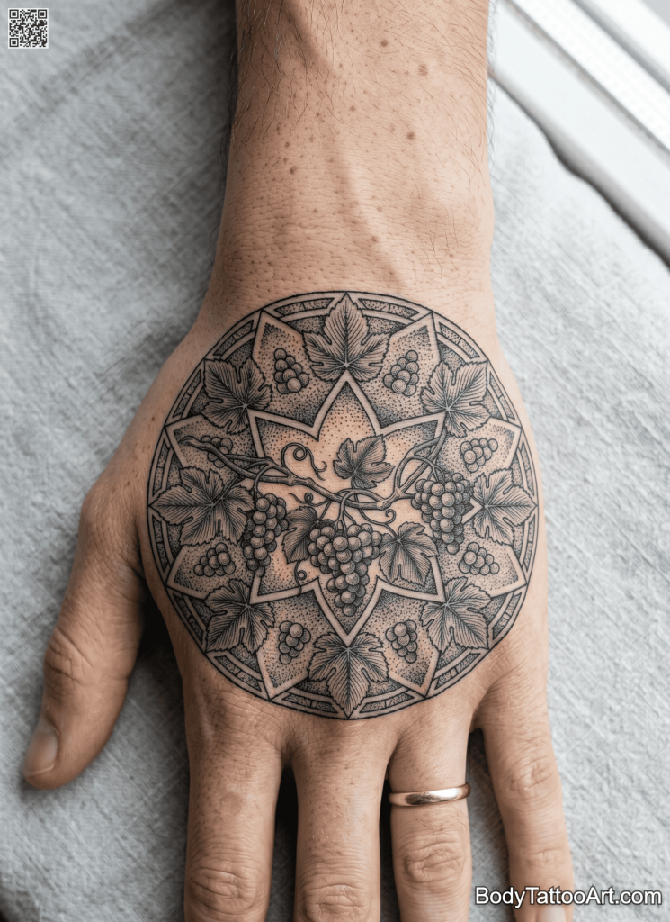 Geometric mandala Grape Vine Tattoos