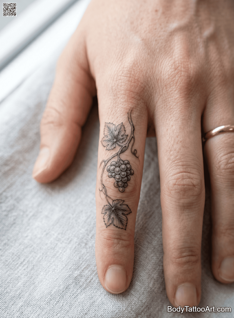 Micro-realism Grape Vine Tattoos