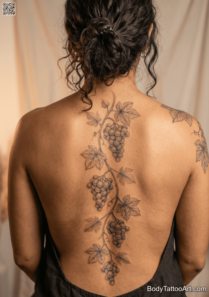 Dotwork Grape Vine Tattoos