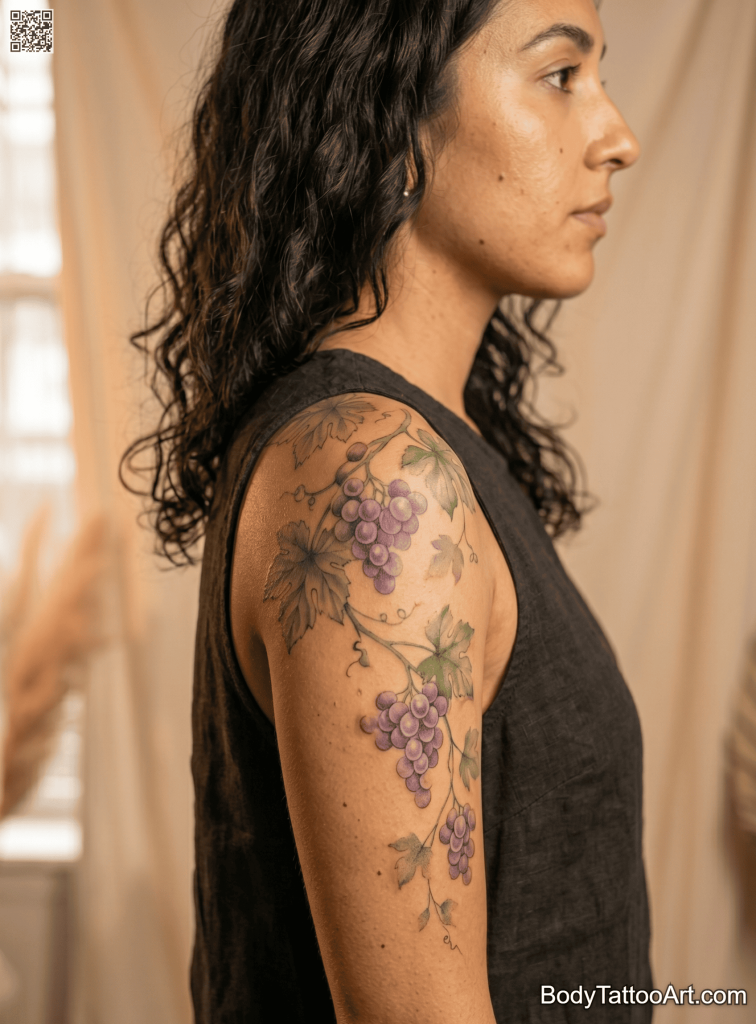 Watercolor Grape Vine Tattoos