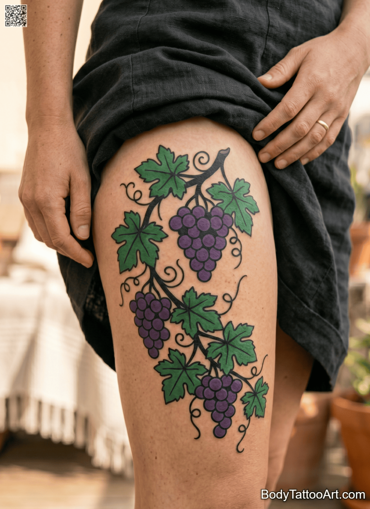 American traditional Grape Vine Tattoos