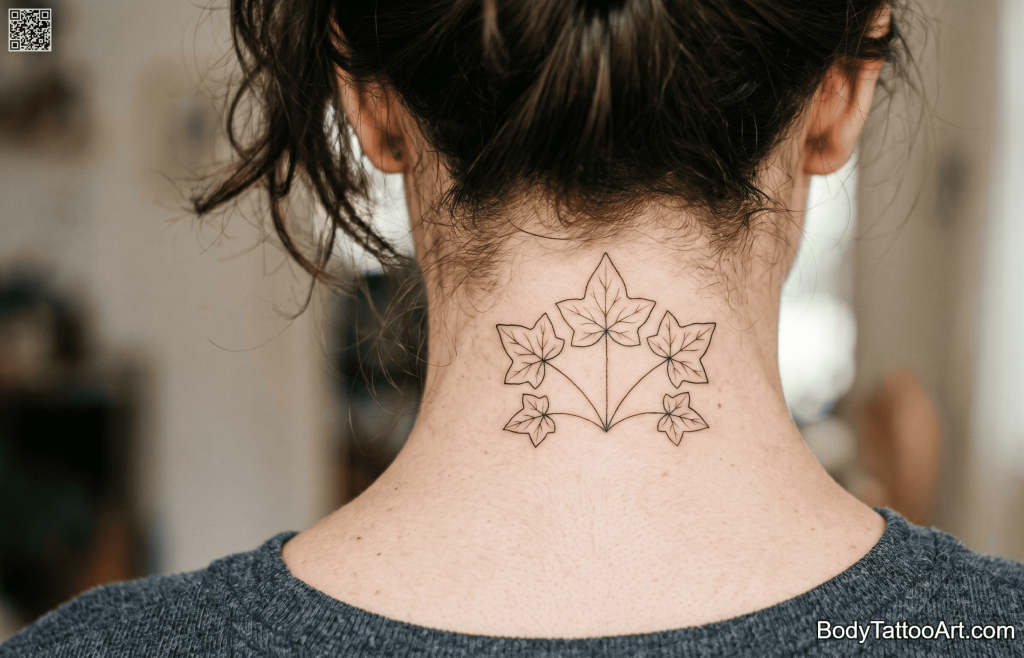 Fine line Ivy Leaf Tattoos