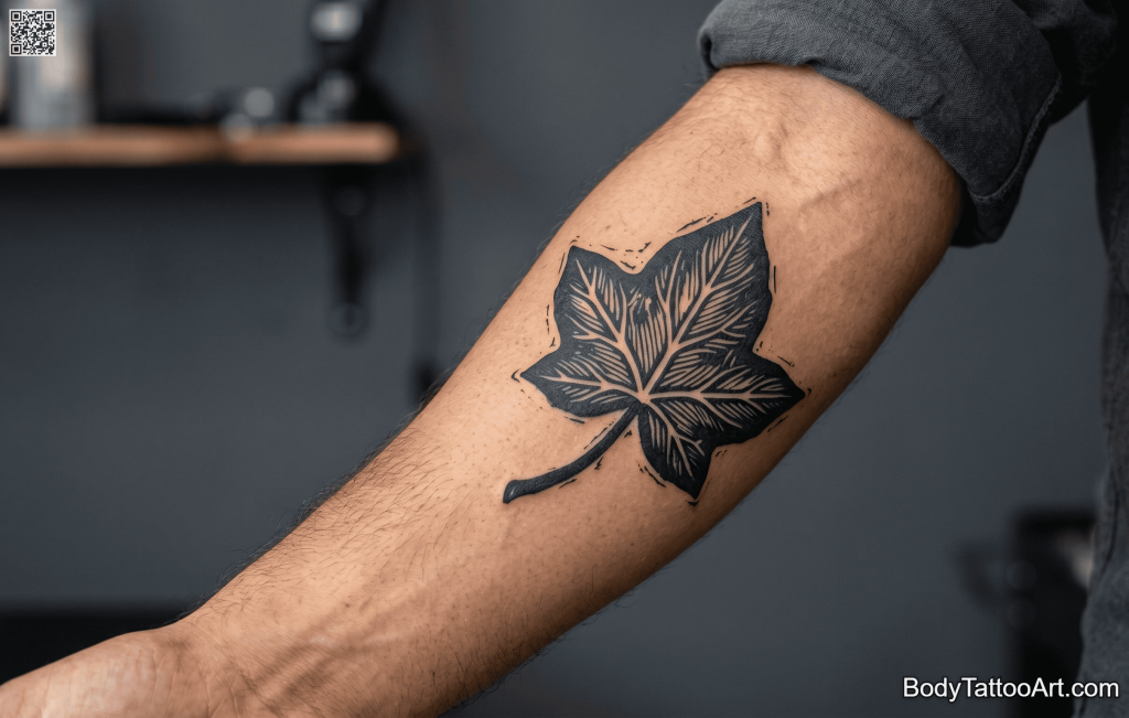 linocut print Ivy Leaf Tattoos