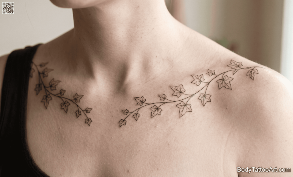 Fine line botanical Ivy Leaf Tattoos