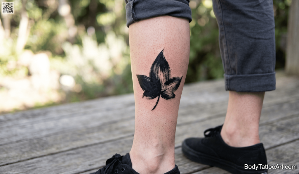 calligraphy Ivy Leaf Tattoos