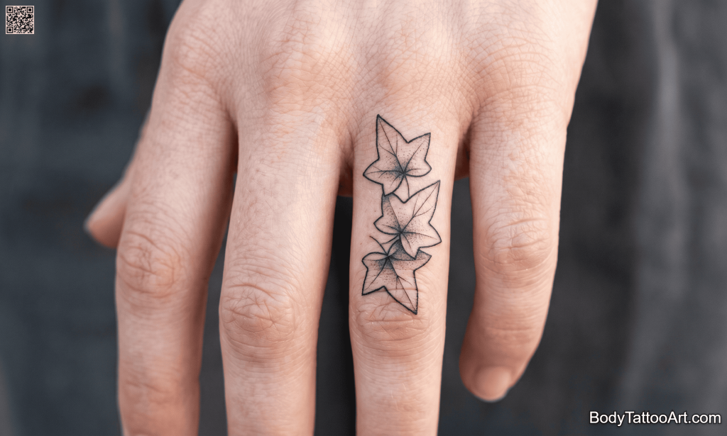Fine line with dotwork Ivy Leaf Tattoos