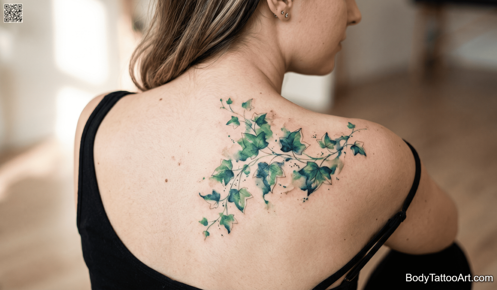 Watercolor Ivy Leaf Tattoos