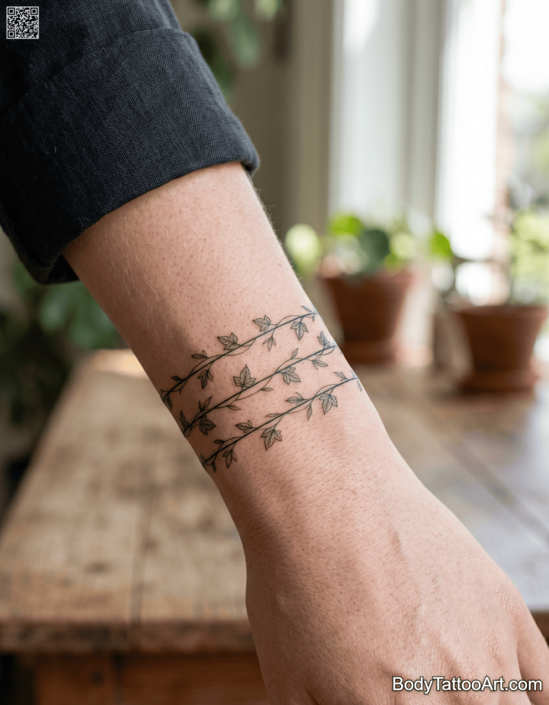 Micro fine line Ivy Vine Tattoos