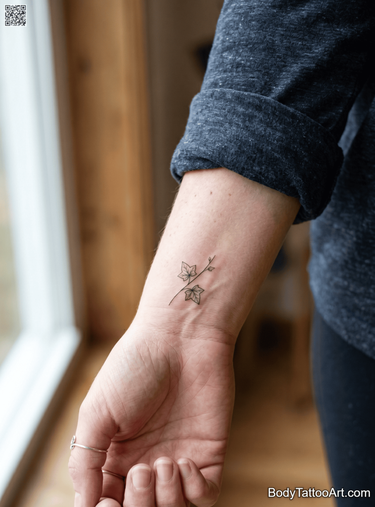 Micro minimalist fine line Ivy Vine Tattoos