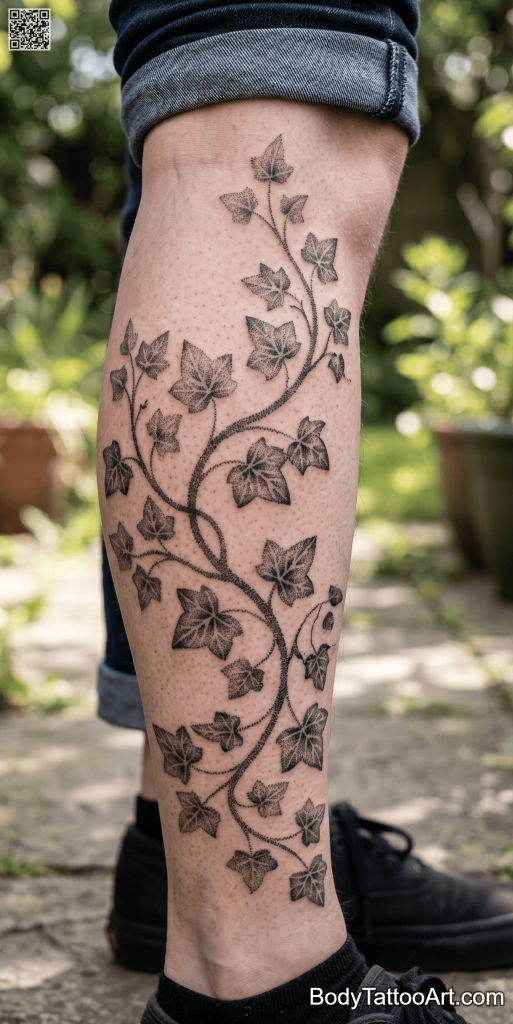 Dotwork Ivy Vine Tattoos
