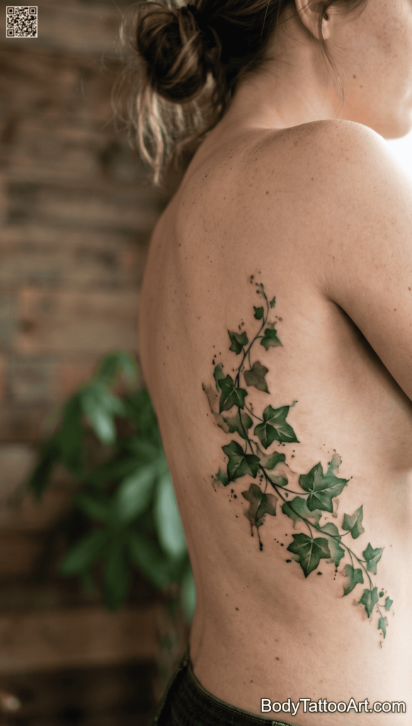 Watercolor Ivy Vine Tattoos