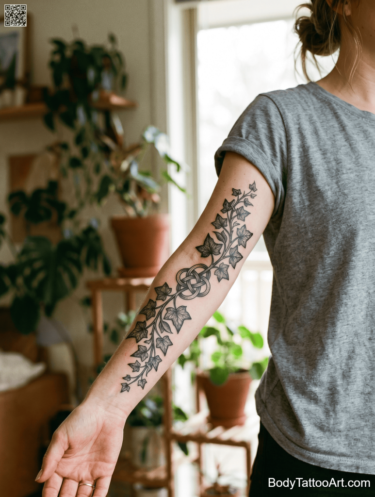  Illustrative blackwork Ivy Vine Tattoos