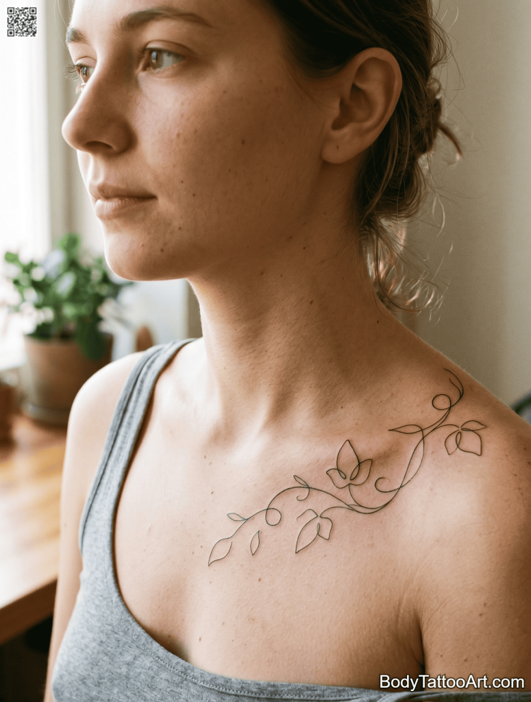 Abstract fine line Ivy Vine Tattoos