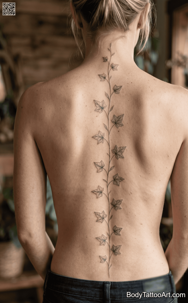 Fine line grey wash Ivy Vine Tattoos