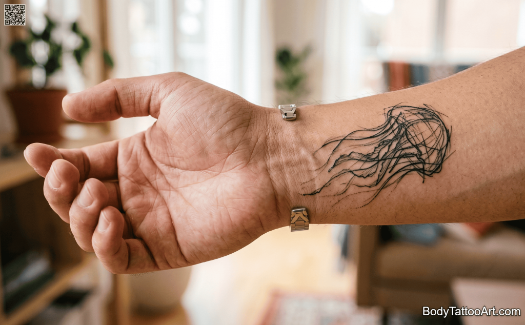  Sketch / rough line Jellyfish Tattoos