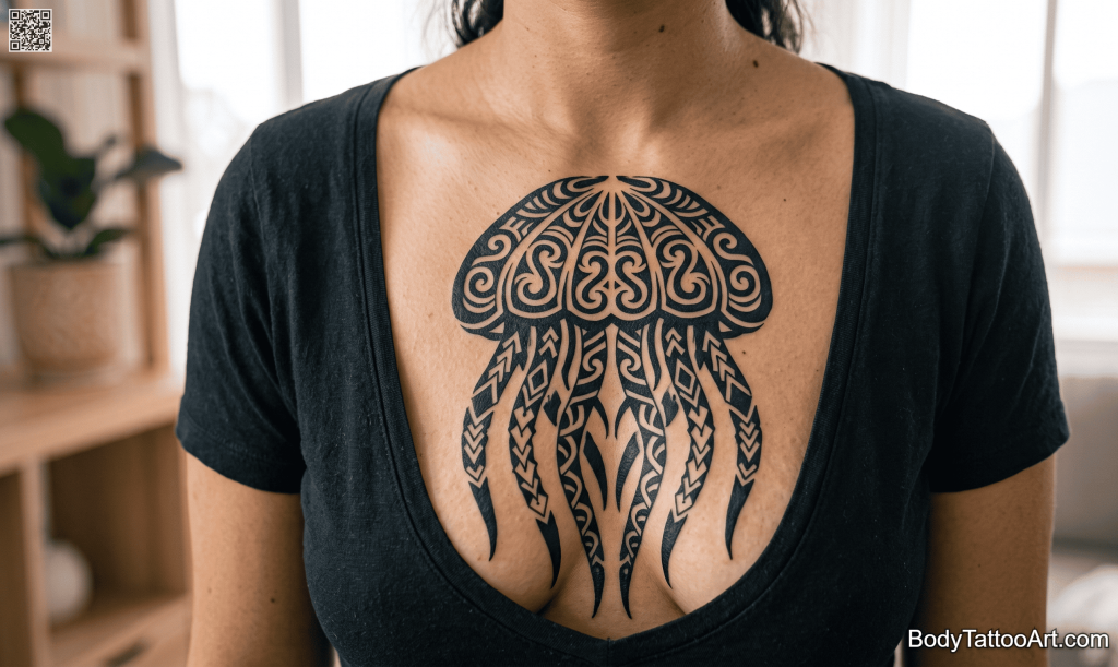 Tribal blackwork Jellyfish Tattoos