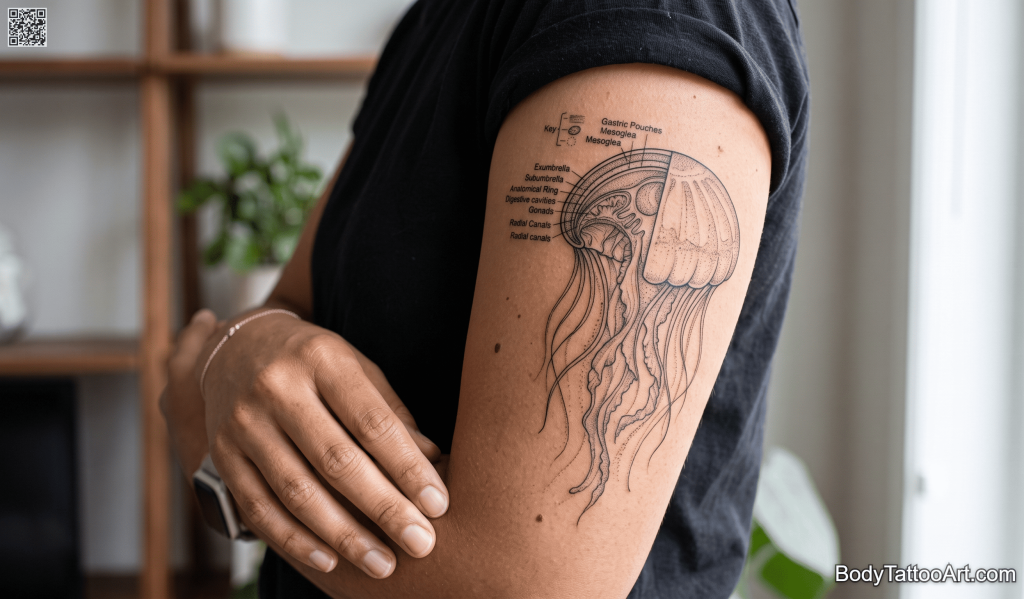 Scientific illustration / cross-section Jellyfish Tattoos