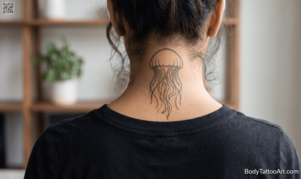 Single-line outline only Jellyfish Tattoos