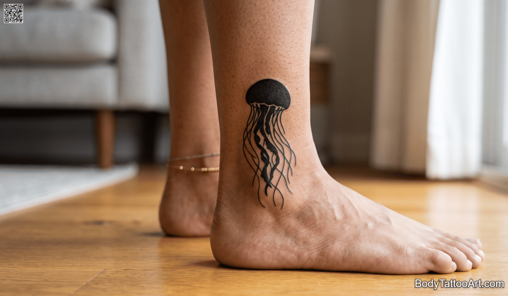 Blackwork silhouette Jellyfish Tattoos