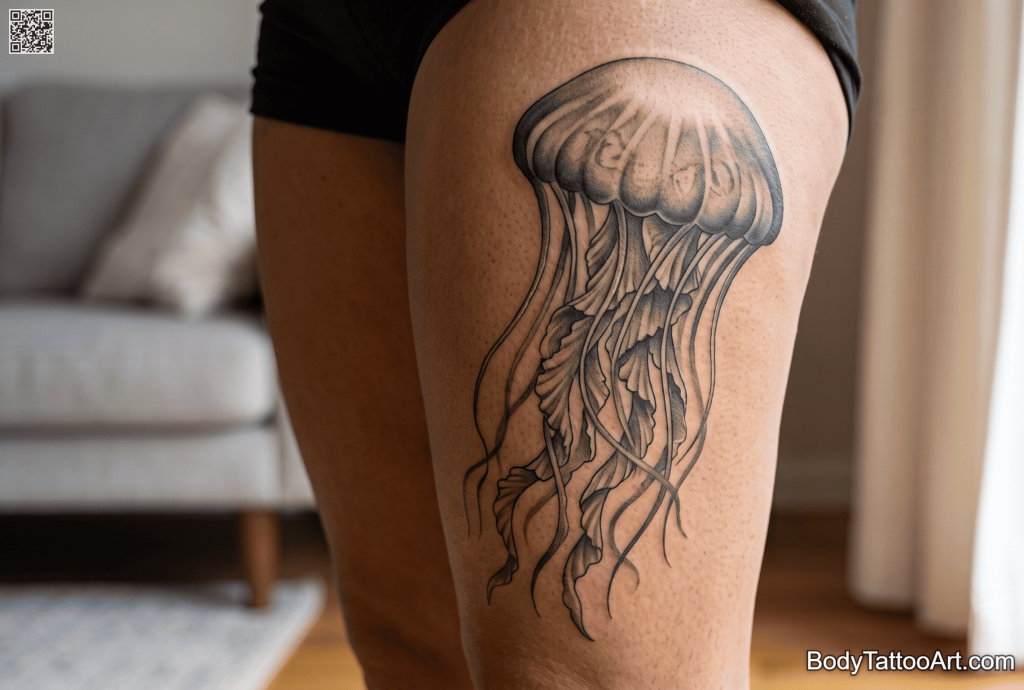  Grey wash realism Jellyfish Tattoos