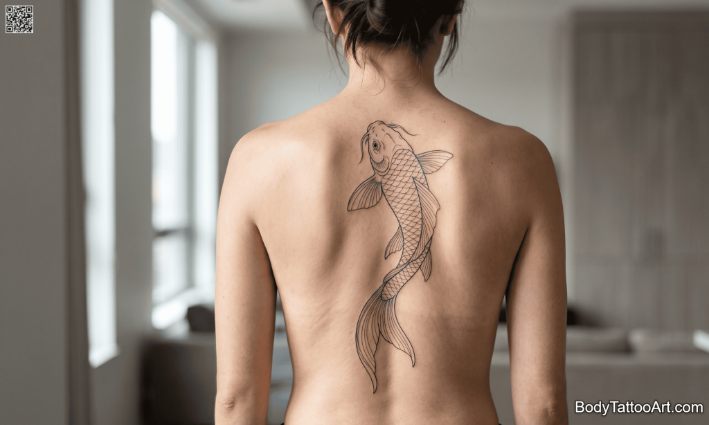  Fine line  Koi Fish Tattoos